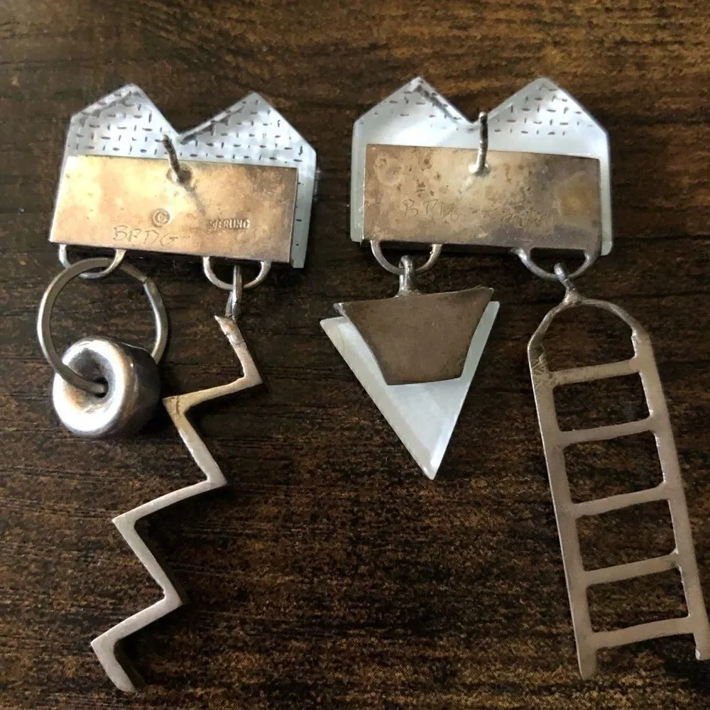80’s  Sterling 925 Building Elements Earrings